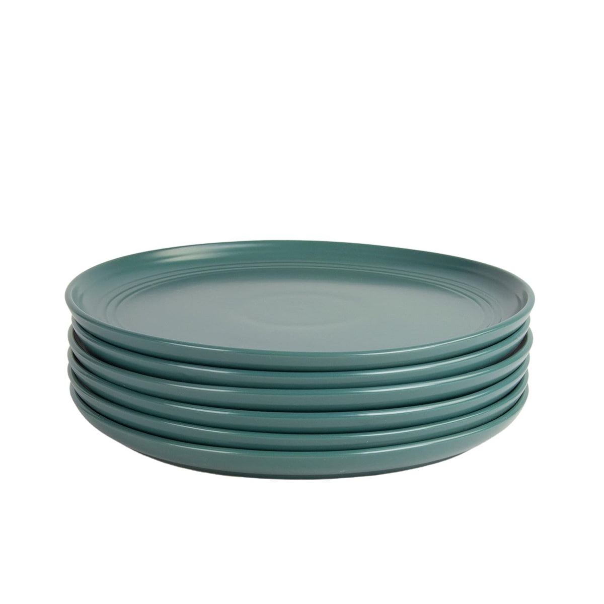 Double Line - Juego de 6 platos de cena de 26,7 cm, color verde esmeralda
