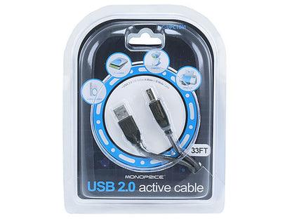 Monoprice 107531 Cable, USB 2.0 A Male to B Male Active, 33-Feet