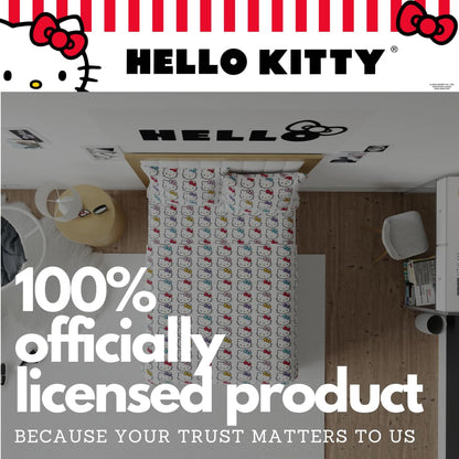 Franco Collectibles Hello Kitty Bows Bedding Juego de sábanas de Microfibra súper Suave y acogedora, 4 Piezas (Producto con Licencia Oficial)