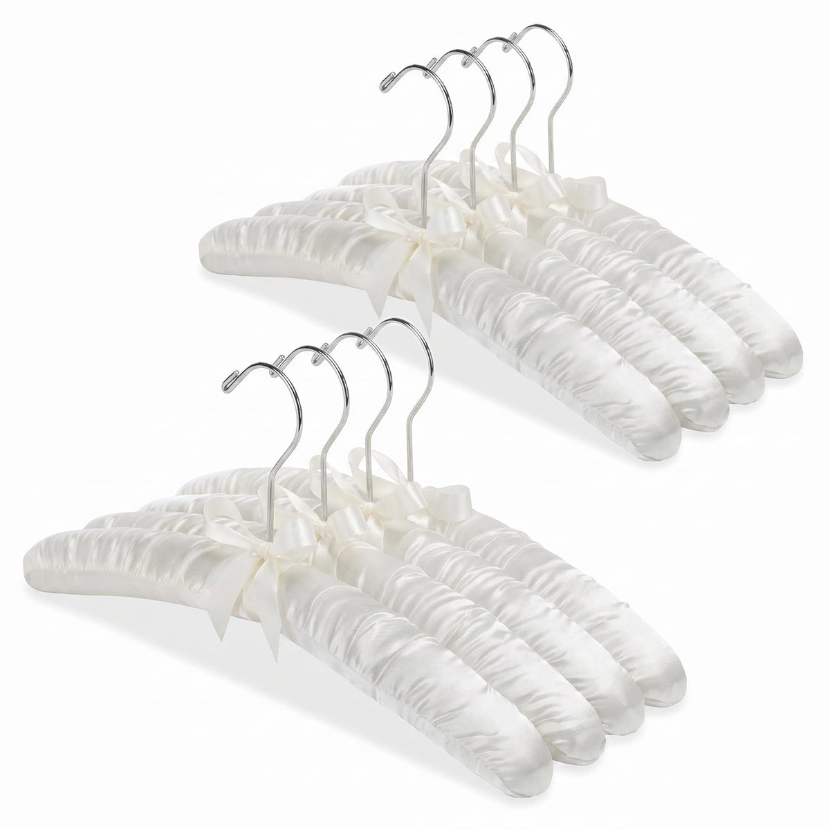 Whitmor 6449 – 48-C satén Acolchado Percha de Ropa de Ropa Collection – Juego de 8 Perchas de Tonos Tierra, Perchas Acolchadas DE SATÉN S/8-HUESO, Bone, 1