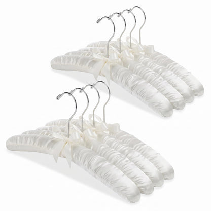 Whitmor 6449 – 48-C satén Acolchado Percha de Ropa de Ropa Collection – Juego de 8 Perchas de Tonos Tierra, Perchas Acolchadas DE SATÉN S/8-HUESO, Bone, 1