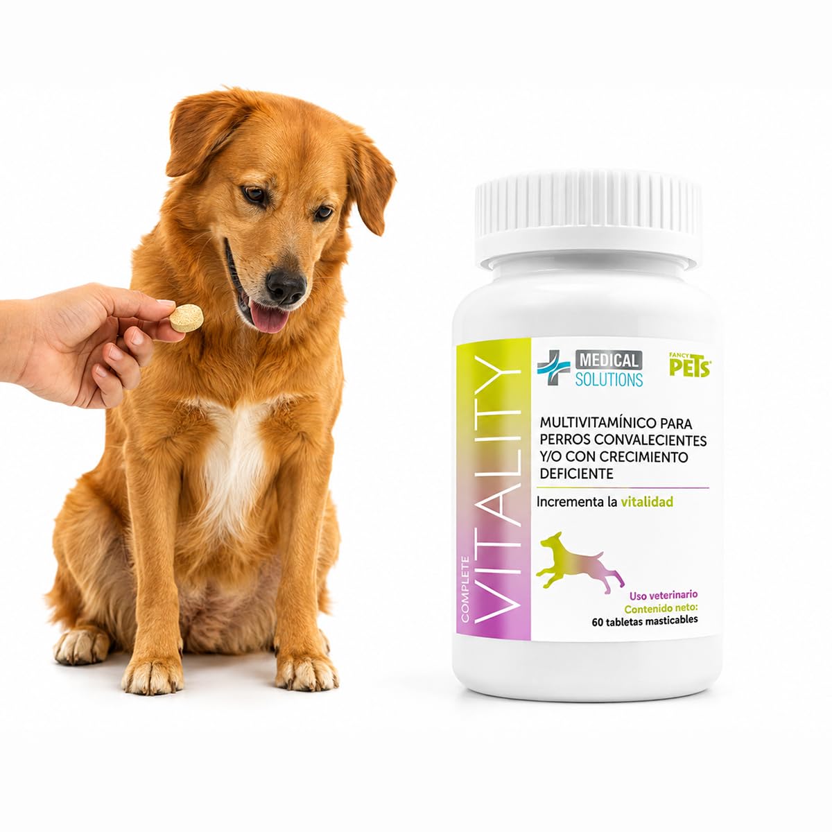 Fancy Pets Medical Solutions Complete Vitality Suplemento Alimenticio para Perros con Vitaminas Minerales L Taurina y L Metionina 60 Tabletas Masticables