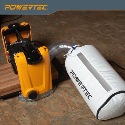 POWERTEC Bolsa colectora de polvo con abrazaderas de manguera de llave de 4 pulgadas, bolsa de polvo de 30 micras para DeWalt DW735, DW734, WEN PL1326, PL1303 cepilladora, colector de polvo DC3401 y
