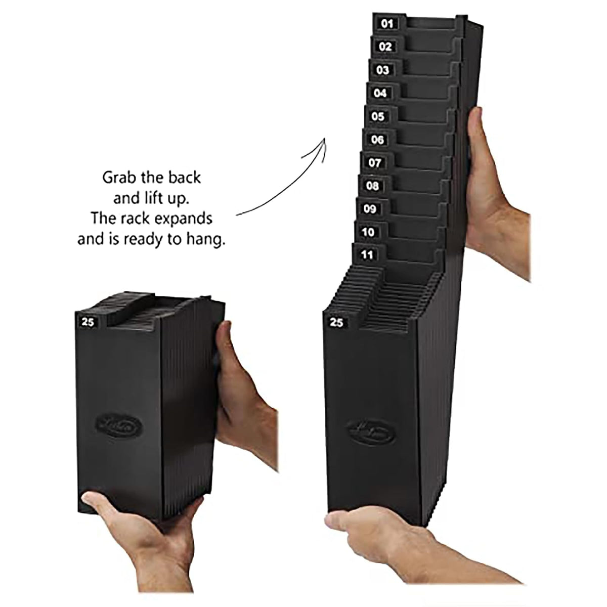 Lathem - Estante expandible para tarjetas de 9 pulgadas, 25 bolsillos, plástico negro, accesorios de montaje (25-9EX)