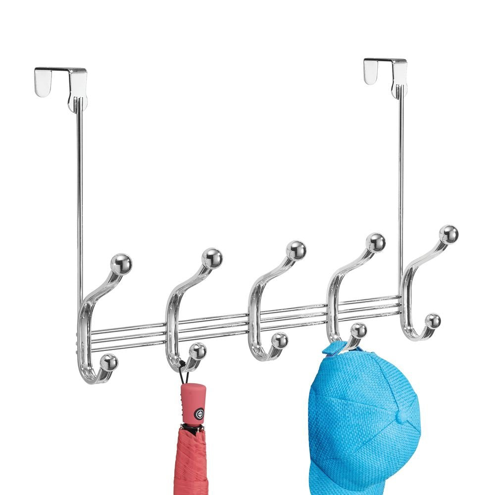 InterDesign York Set para Colgar sobre la Puerta, 5 Ganchos, Color Cromado - 5 hooks - Cromado