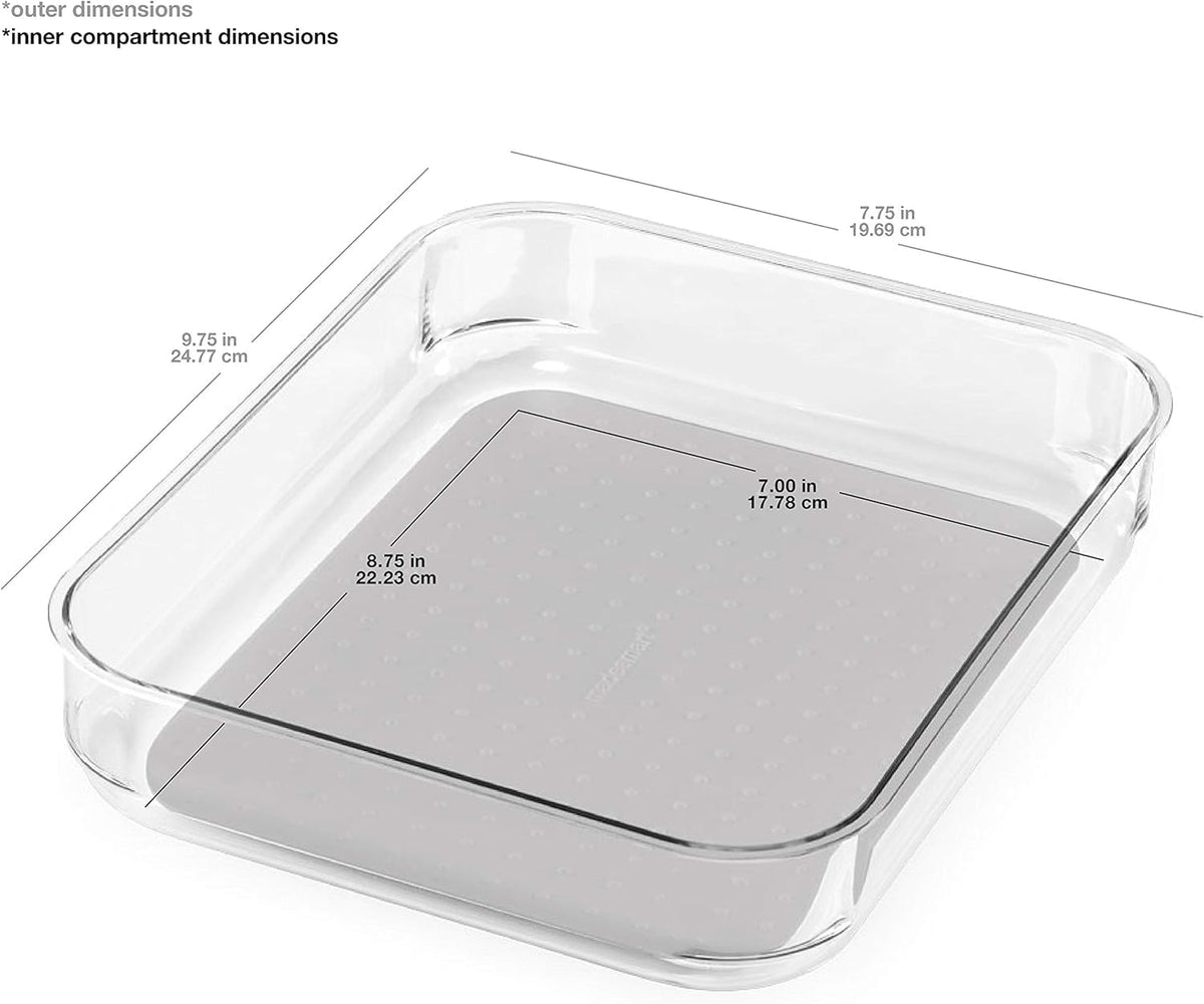 Madesmart 96666 - Organizador de papelera con agarre suave transparente, 24,77 x 19,69 x 4,76 cm, color gris