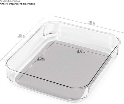 Madesmart 96666 - Organizador de papelera con agarre suave transparente, 24,77 x 19,69 x 4,76 cm, color gris