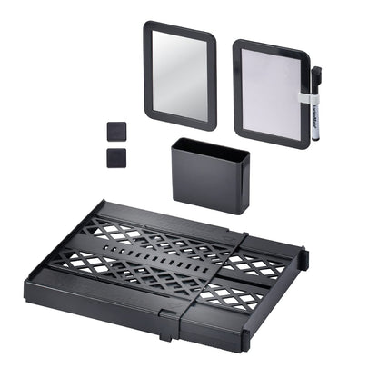 LockerMate - Estante y Organizador de clóset Ajustable para Adaptarse a tu casillero, Incluye cajón de Almacenamiento, Color Rosa - Negro - - Estante + kit de 6 piezas