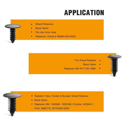 GOOACC Surtido de 146 Piezas de Clips de Sujeción de Parachoques de Nailon para Auto, Negro, GRC-88