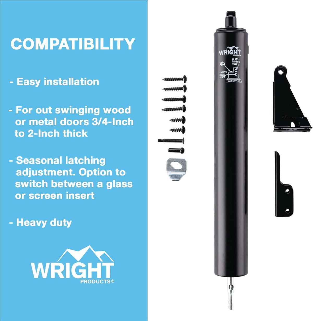 Wright Products V150BL - Cierre neumático de servicio pesado, color negro