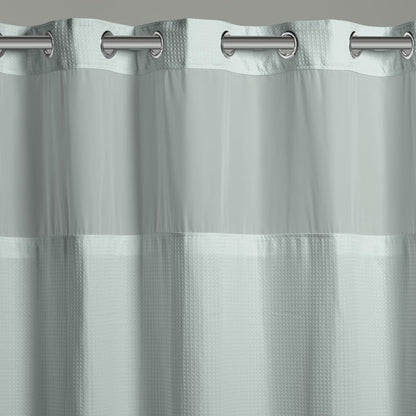 Hookless Waffle - Cortina de Ducha de 71 x 74 Pulgadas, Color Azul Niebla