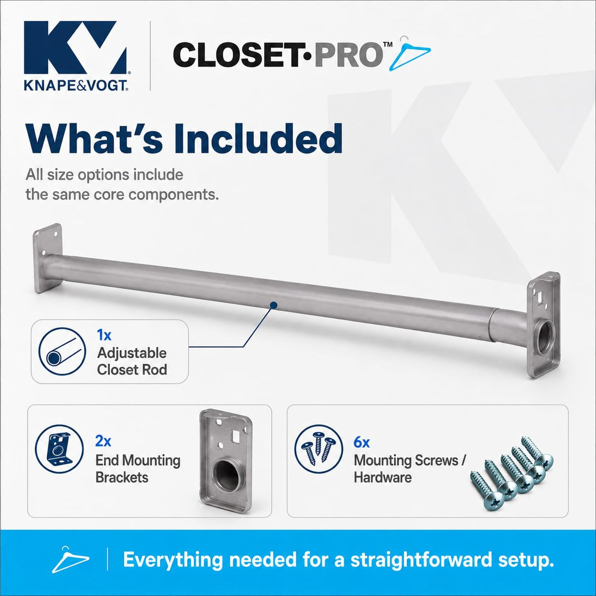 John Sterling Adjustable Closet Rod, Platinum