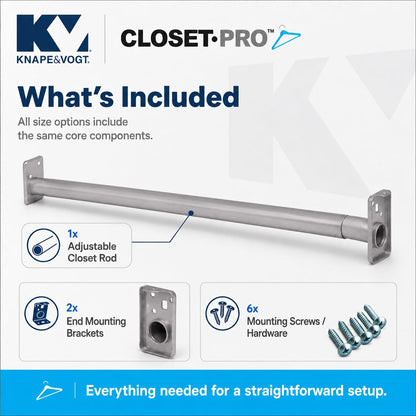 John Sterling Adjustable Closet Rod, Platinum