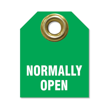 Accuform TDW222 Plastic "Normally Open" Valve IDENTIFIER Tag, 2-1/2" H x 2" W, White on Green (Pack of 5)