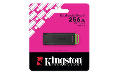 Kingston USB DataTraveler Exodia, Capacidad: 256GB, USB-A, 3.2 Gen 1, SKU: DTXG2/256GB