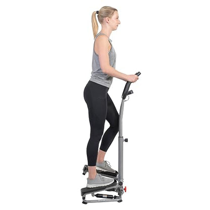 Sunny Health & Fitness Mini Stepper Giratorio Smart con Manillar | Giro Lateral, 160 kg, App SunnyFit, Altura Ajustable, Escaladora Hidráulica, Pantalla LCD, Soporte Dispositivo