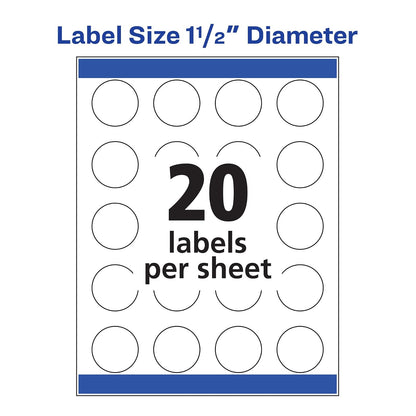 Avery High-Visibility Labels 8293, Matte White, 400/Box