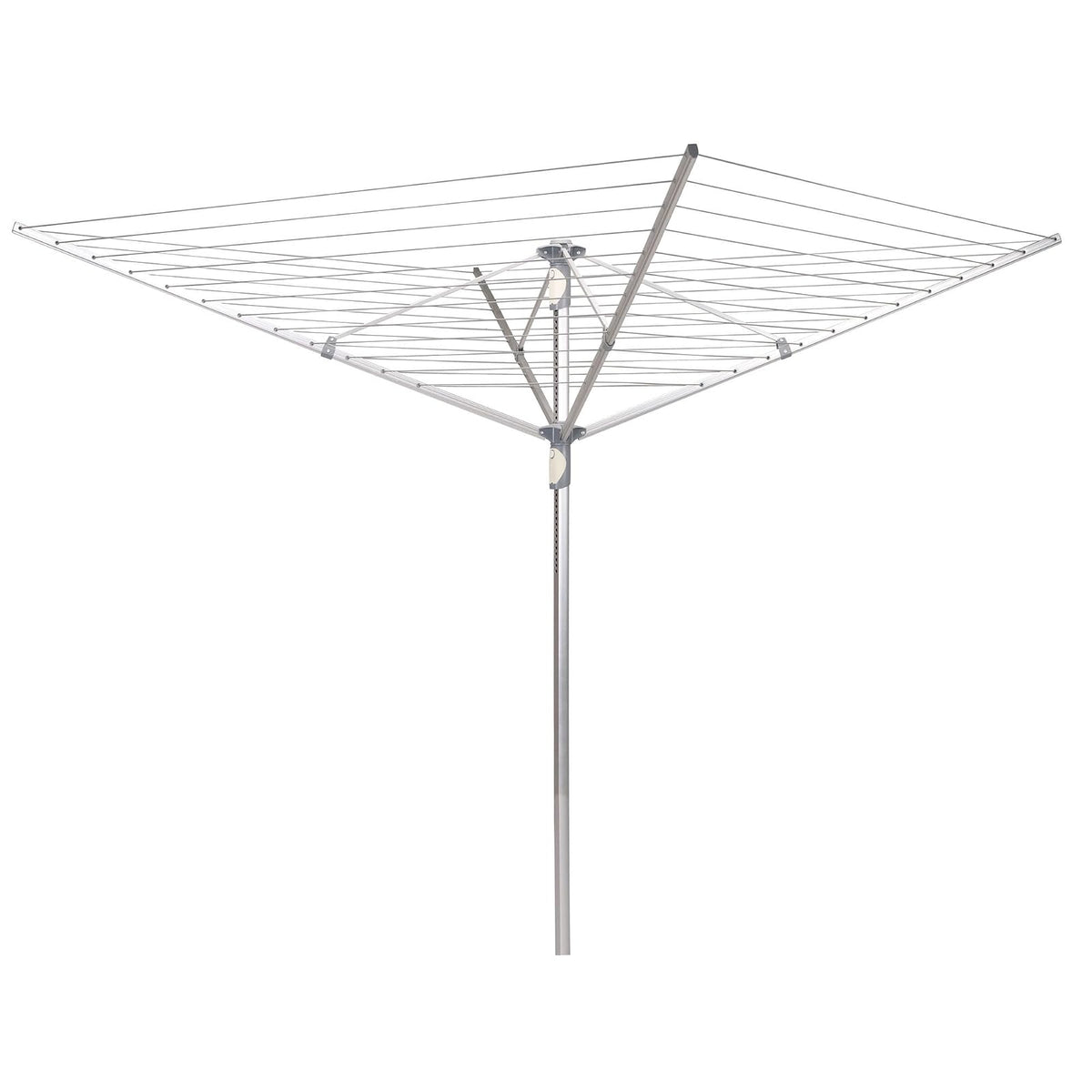 Household Essentials 1710 - Estante de Secado para Paraguas de Altura Ajustable para Exteriores, Aluminio, 12 líneas con tendedero de 50 m (165 pies), Color Gris