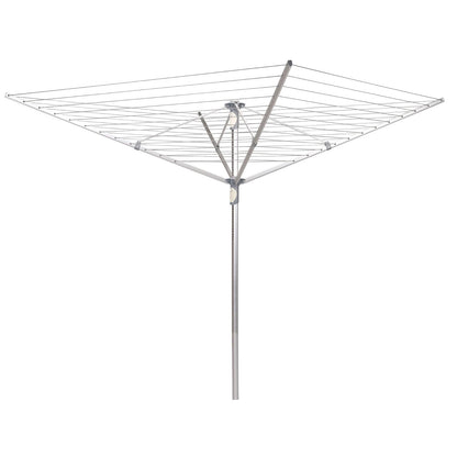 Household Essentials 1710 - Estante de Secado para Paraguas de Altura Ajustable para Exteriores, Aluminio, 12 líneas con tendedero de 50 m (165 pies), Color Gris