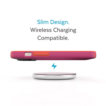Speck CandyShell Pro - Funda para iPhone de 6.1 Pulgadas, Color Rosa y Rojo energético, Delgada, protección contra caídas, Resistente a arañazos, Tacto Suave, Doble Capa