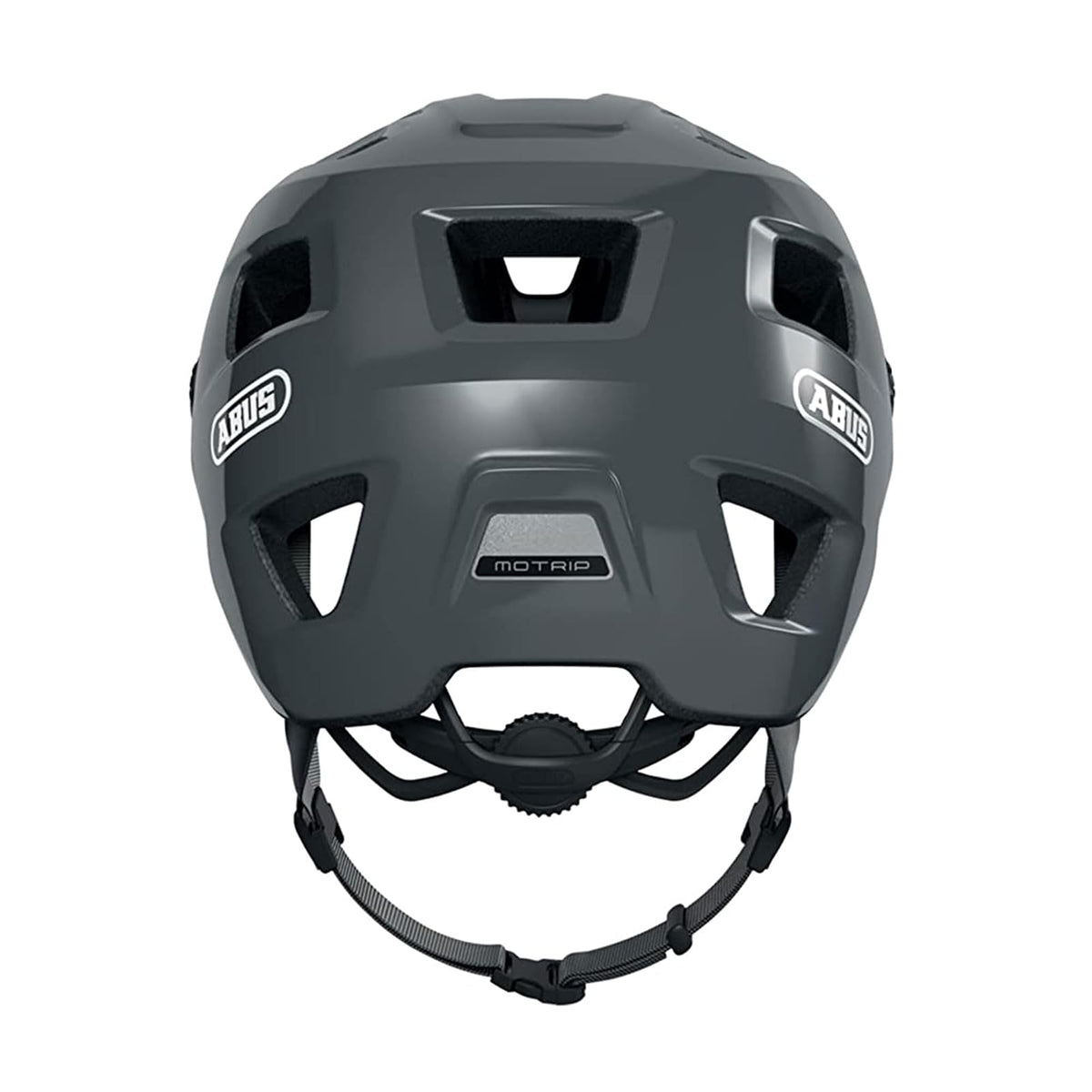 ABUS MTB Casco MoTrip - Casco de Bicicleta Robusto con Visera Ajustable en Altura para Ciclistas de montaña - Ajuste Individual - Unisex - Gris Brillante, L