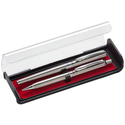 Pentel rodillo bolígrafo de Gel y juego de lápices con caja de regalo, lápiz 0.7 mm y 0.5 mm, Plateado