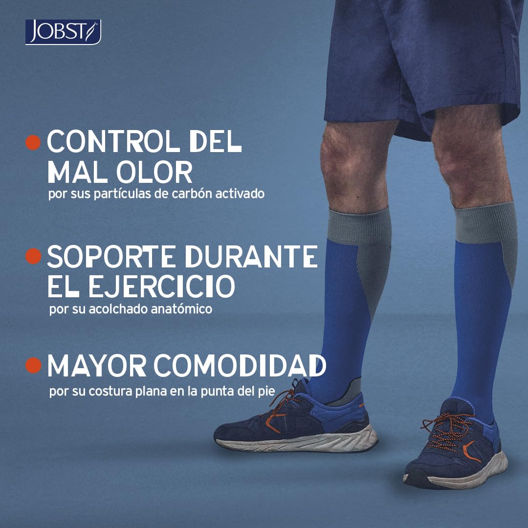JOBST Sport Calcetines de compresión, Media 20-30mmHg, Rodilla, Talla L | Punta Cerrada, Color Negro, Compresión de Grado Médico