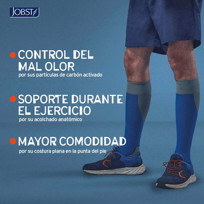 JOBST Sport Calcetines de compresión, Media 20-30mmHg, Rodilla, Talla L | Punta Cerrada, Color Negro, Compresión de Grado Médico