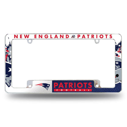 Rico Industries Marco de Placa Cromado con Licencia Oficial NFL - New England Patriots-CB - Primario
