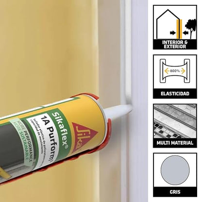 SIKA - Sikaflex 1A Purform – Sellador Elástico de Poliuretano de Alto Desempeño, Ideal para Aplicaciones con Movimiento y Conexiones Estructurales para Uso en Interiores y Exteriores. Color Blanco