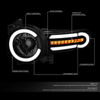 DNA Motoring HL-LB-FJC07-BK-SM-CL1 Faros Delanteros Lente Ahumado LED DRL + Luz Direccional Secuencial Negro/Humo/Transparente Par para Toyota FJ Cruiser 07-15