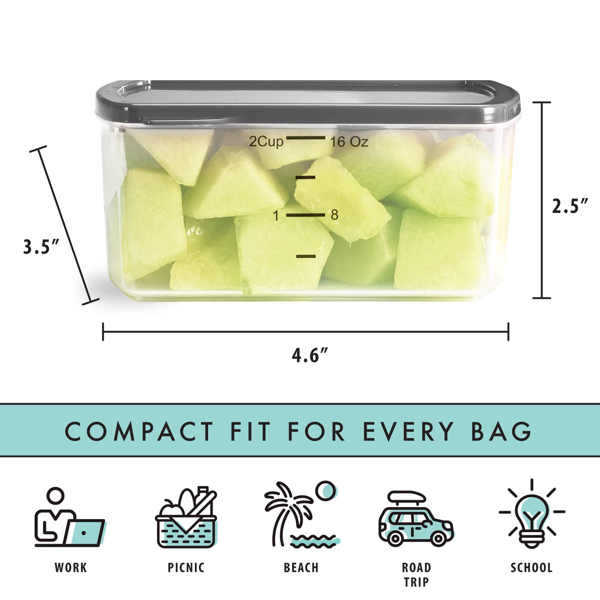 Fit & Fresh 225HL Juego de recipientes de control de porciones de taza, 2, verde