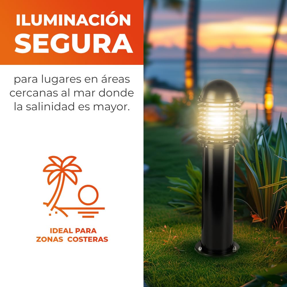 Tecnolite Mini Poste Exterior 60 W Máx, Base E27, IP45, 65 cm, Negro, H-410/N