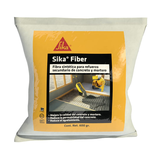 Sika - Fibra sintética Sika Fiber - Para refuerzo secundario de concretos y morteros - Reduce el agrietamiento y mejora la cohesión del concreto - Fácil de aplicar - Bolsa biodegradable de 600 gr
