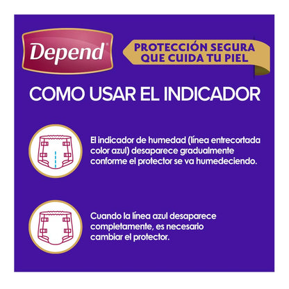 Depend Pañal Nocturno para Incontinencia, Talla Grande, Unisex, Caja con 6 Paquetes de 10 Piezas (60 pañales), ideal para descargas abundantes