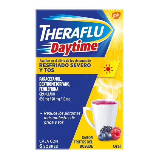 Theraflu Día, Té Antigripal para Resfriado Severo, 6 Sobres