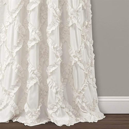 Lush Decor - Juego de Cortinas con Volantes de Diamantes con Textura para Ventana de Estar, Comedor, recámara (par), 95 x 54 Pulgadas, Color Blanco