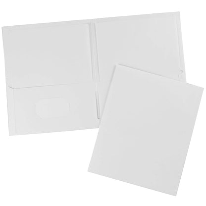 Avery 47991 - Carpetas de dos bolsillos, capacidad para hasta 40 hojas, ranura para tarjetas de visita, 25 carpetas blancas