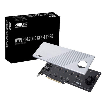 ASUS Hyper M.2 X16 PCIe 4.0 X4 - Tarjeta de expansión Compatible con 4 NVMe M.2 (2242/2260/2280/22110) hasta 256 Gbps para AMD 3rd Ryzen sTRX40, AM4 Socket e Intel VROC NVMe Raid