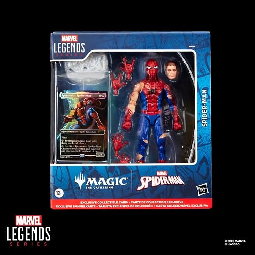 Marvel Legends Spider-Man Magic The Gathering Figura Articulada 15 cm | Marvel Legends Spider-Man Figura de acción de 6 pulgadas Magic The Gathering Wave 1 - Spider-Man Battle Damaged