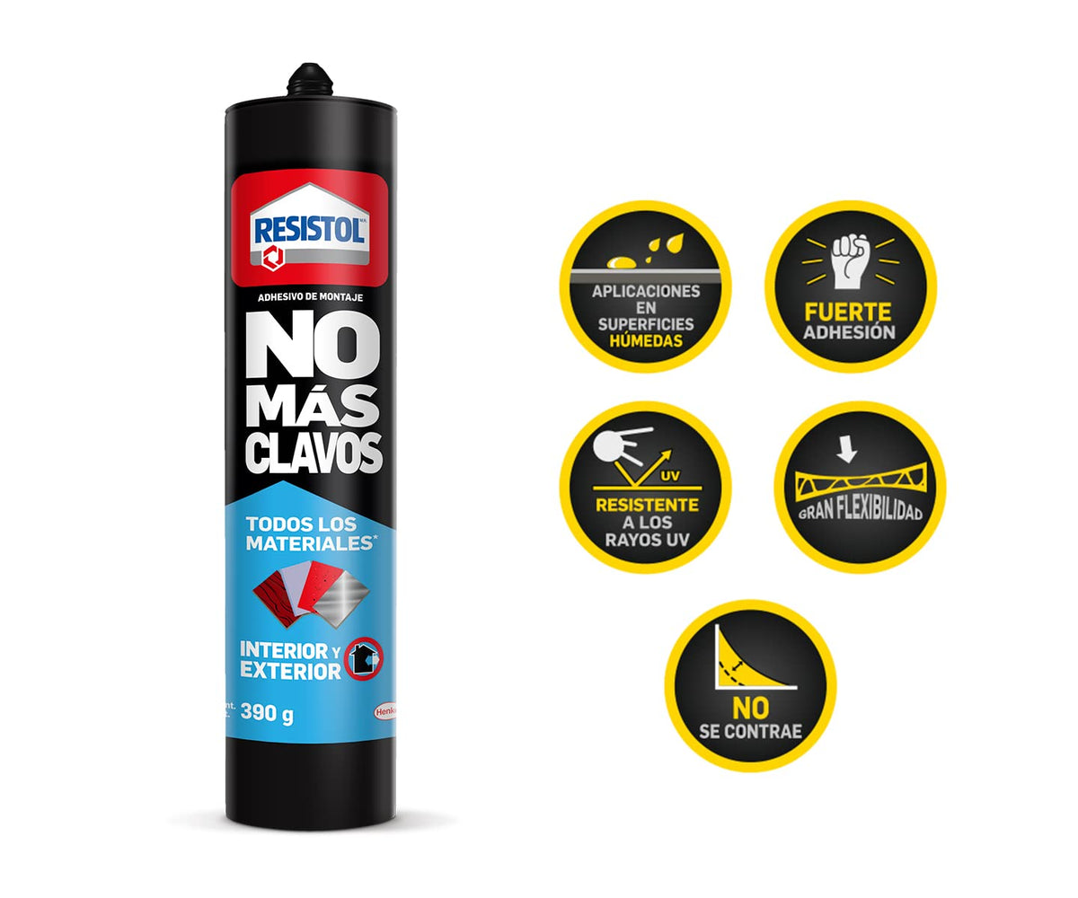 Resistol Uno Para Todo Universal, Adhesivo Sellador, Excelente Poder de Pegado y Sellado, Tecnología Flextec, Funcional para Reparación, Bricolaje y Montaje, 1x390g