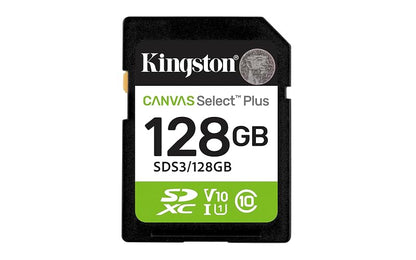 Kingston Tarjeta De Memoria SD, Canvas Select Plus Gen3, Capacidad: 128GB, Full HD, Clase 10, UHS-I, U1, V10, Lectura: 150MB/s, SKU: SDS3/128GB