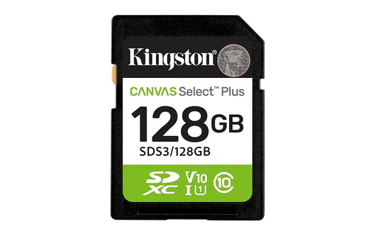 Kingston Tarjeta De Memoria SD, Canvas Select Plus Gen3, Capacidad: 128GB, Full HD, Clase 10, UHS-I, U1, V10, Lectura: 150MB/s, SKU: SDS3/128GB
