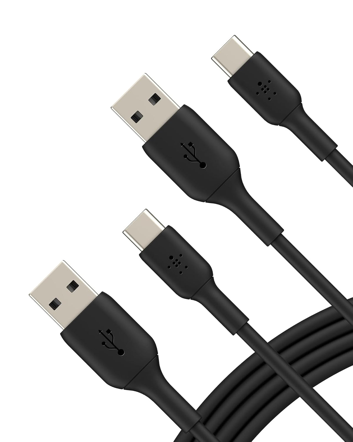 Belkin BoostCharge - Cable USB-C a USB-A (2 m/6.5 pies) para iPhone 16, iPhone 16 Pro, Samsung Galaxy S25, S24, Pixel 9, iPad Pro, Nintendo Switch 2, Carplay y más, color negro (paquete de 2)