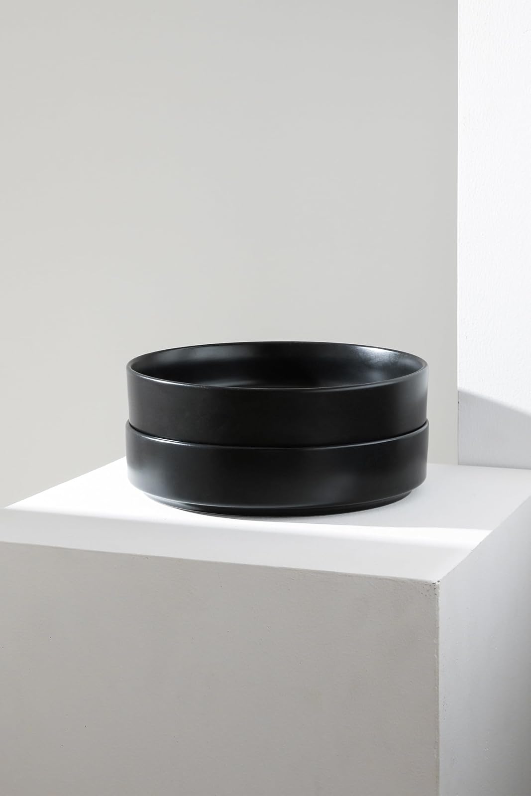 Stone Lain Celina - Juego de cuencos de gres de 4 piezas para cocina, cerámica para ramen, frutas, cereales, cena, apto para microondas y lavaplatos, color negro