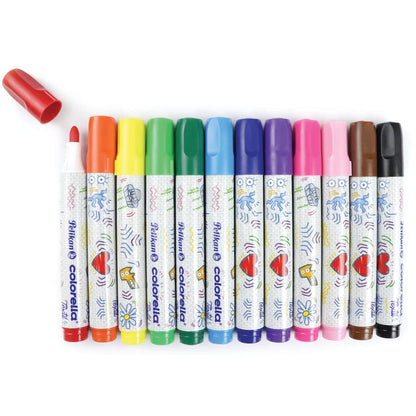 Pelikan Plumón Colorella Textil con 12 Piezas. Ideal para pintar sobre telas. No mancha.