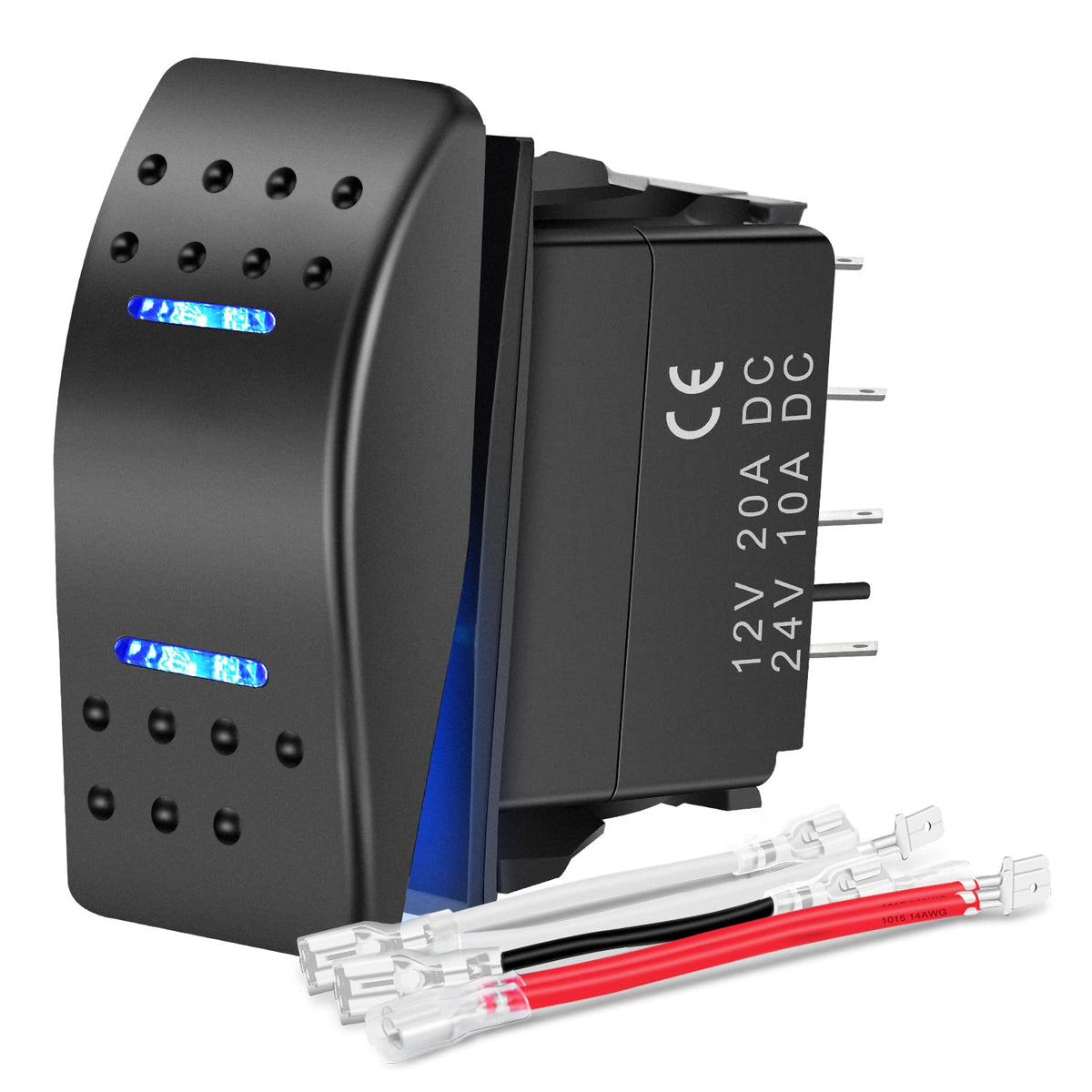 Nilight Interruptor Impermeable Encendido/Apagado DPDT 7 Pines 12/24 V con Cables, Azul, 90250B-A