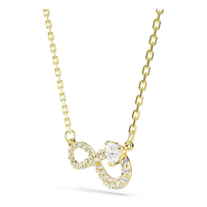 Collar Swarovski Hyperbola, corte corazón, pavé, infinito, blanco, baño en tono oro