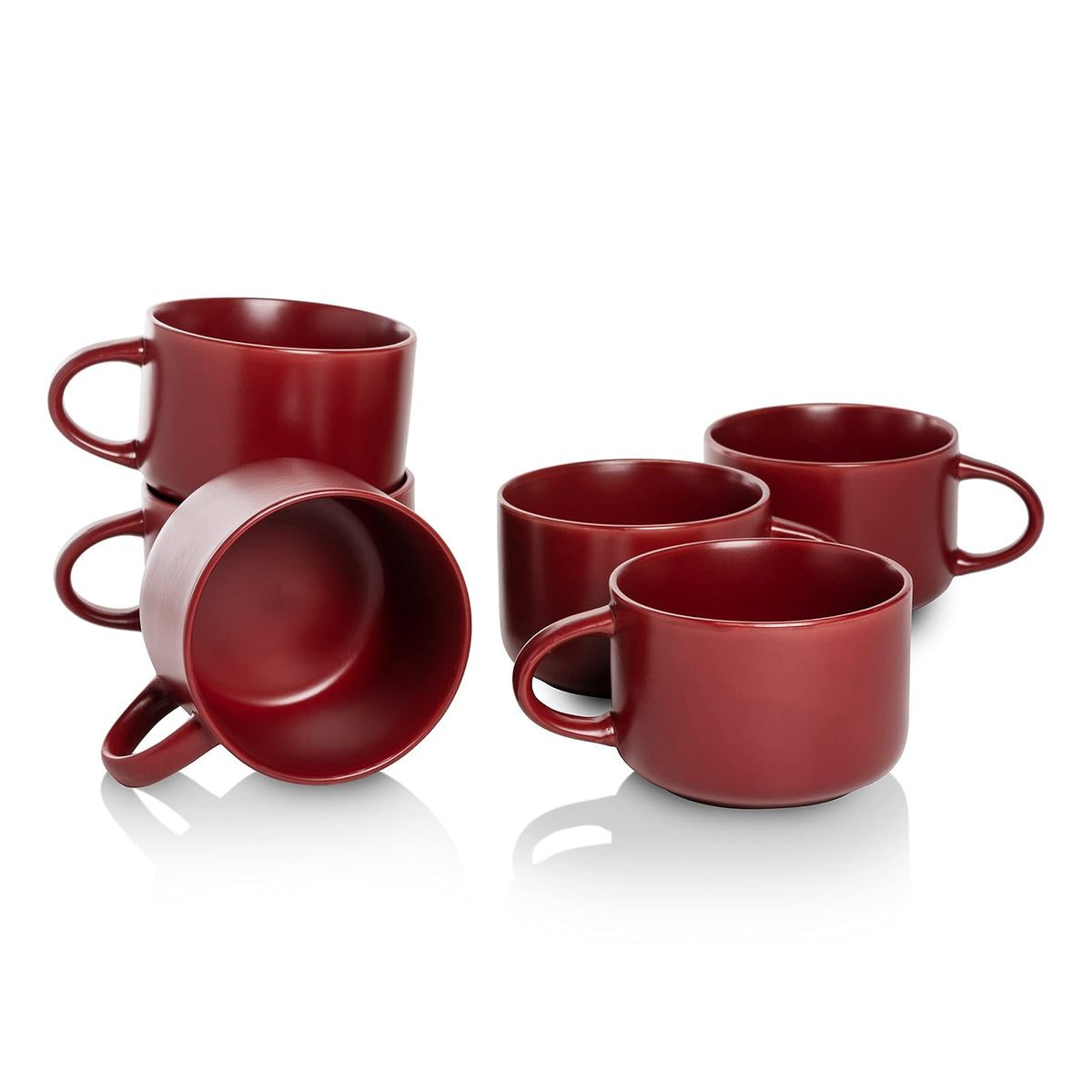 10 Strawberry Street Wazee Taza Coupé de Gran Tamaño, Juego de 6 - Jarra - Rojo