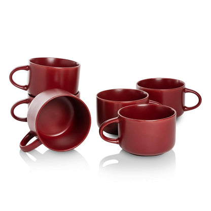 10 Strawberry Street Wazee Taza Coupé de Gran Tamaño, Juego de 6 - Jarra - Rojo